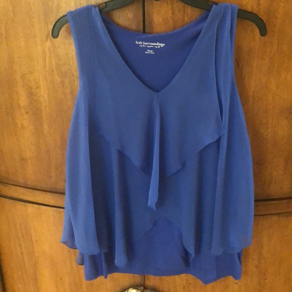 Soft Surroundings lovely blue fun top - Picture 2 of 4